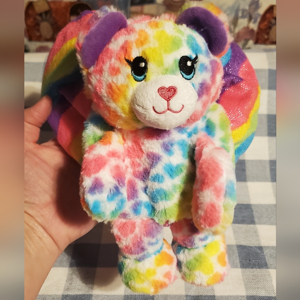 Build-A-Bear Colorful Rainbow Teddy With Zip Out Heart